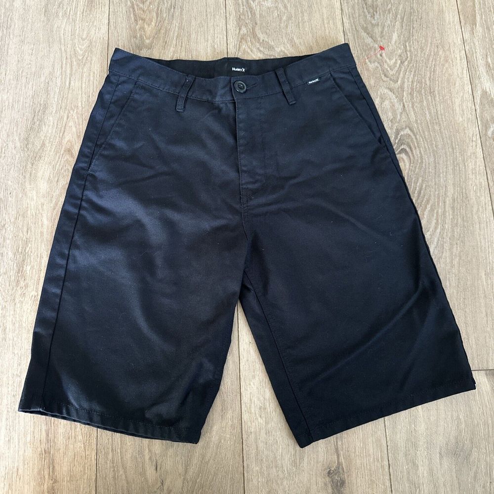 Hurley Men's Chino Streetwear Shorts Black Skater Size‎ 30 Pockets Logo Preowned